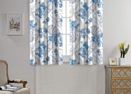 Llylumty Coastal Beach Curtains,Watercolor Ocean Seaweed Seashells Blue Shell Blackout Grommet Window Drapes for Bedroom Living Room 42x84in,2 Panel Set
