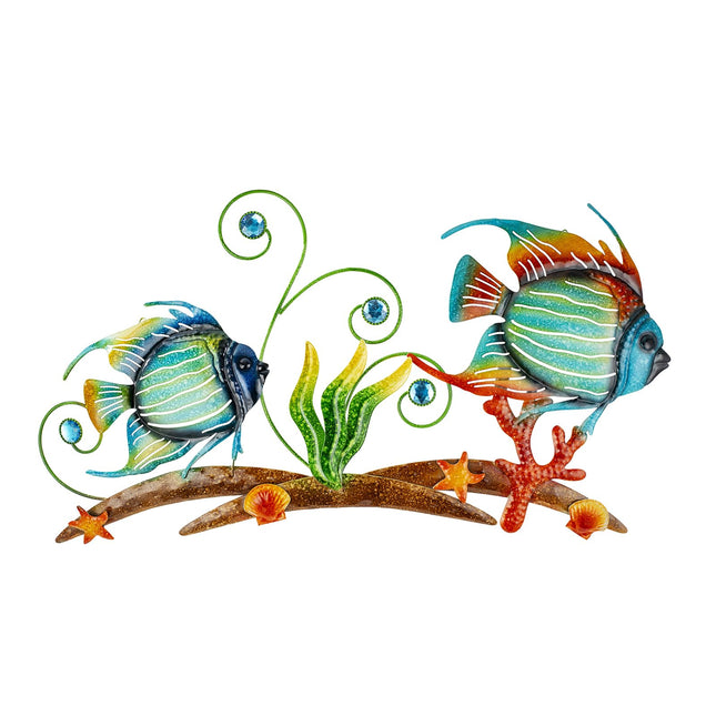 dreamskip 26'' Metal Beach Wall Decor Art, Sea Fish Ocean Themed Wall Sculpture, Coastal Outdoor Decor For Garden, Pool, Fence, Patio, Bathroom Indoor