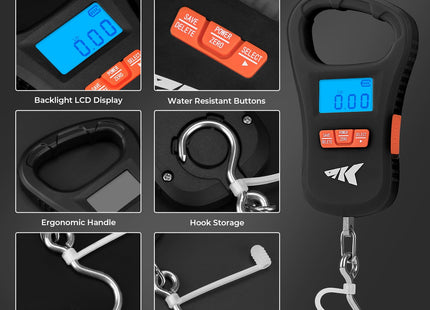 KastKing ToughTide USB Charging Fishing Scale, Fishing Gear, Black