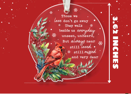 HUNIGIFT Cardinal Christmas Ornaments - Memorial Gifts, Bereavement Gifts - Cardinal Memorial Ornaments for Loss of Loved One - Sympathy Christmas Ornament - Acrylic Ornament