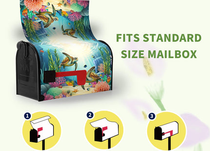 Dacawin Summer Sea Turtle Mailbox Covers Magnetic Nautical Ocean Themed Mailbox Cover Standard Size 21x18 Inch Seasonal Outdoor Decoration Letter Post Box Wrap for Garden Yard