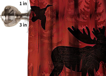 GoDazzling Bear Deer Kitchen Curtain Valance, Rustic Forest Elk Bear Country Hunting Wildlife Vintage Wooden Barn Geometric Window Valance, for Bedroom Living Room Cafe Bathroom W54xL18in 1 Panels