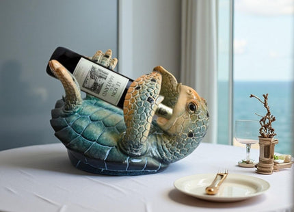 Sea Turtle Wine Bottle Holder Rack Countertop Beach Room Coastal Decor