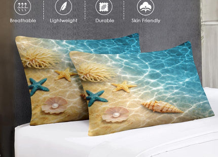 WeCozy Twin Comforter Set with Sheets, 5 Pieces Summer Beach Bedding