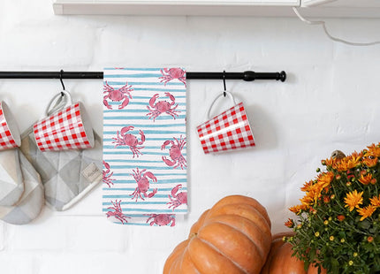 SPBL&L Crab Kitchen Towels - Crab Decor, Nautical Hand Towels for Bathroom, Coastal Beach Nautical Dish Towels, Beach Bathroom Kitchen Decor, 16x24 Inches