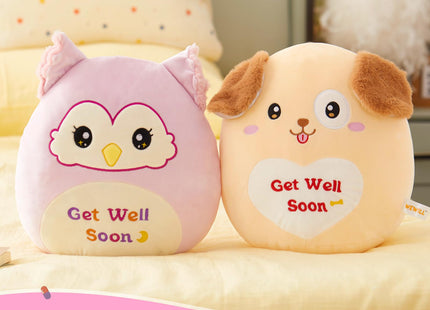 12''Get Well Soon Owl Plush Pillow Soft Pink Owl Stuffed Animal for Kids