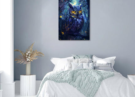 Fantasy Owl Wall Art - Owl Canvas Print Painting, Framed Artwork for Bathroom, Bedroom, Living Room - 12"x16"