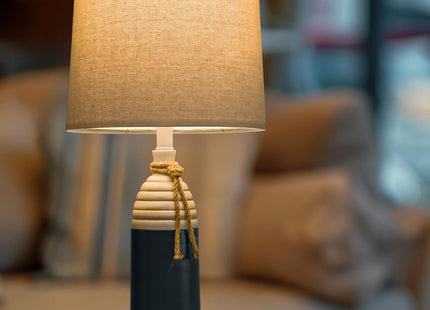 OYEARS 23.75" Table Lamps Set of 2, Bedside Lamps for Nightstands, Nautical Table Lamps for Living Room, Coastal Ocean Beach Style, Resin, Navy Blue