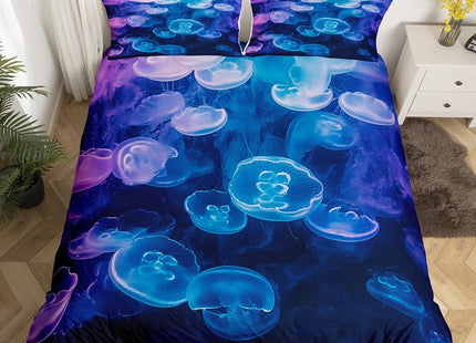 Erosebridal Jellyfish Bedding Duvet Cover Sets Full Size, 3D Jellyfish Comforter Cover Set, Soft Microfiber Under Sea Wildlife Bedding Decorative 3 Piece with 2 Pillowcases, Ocean Animal Quilt Cover