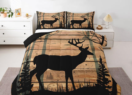Feelyou Deer Moose Print Comforter Set Twin for Kids Boys Girls Bedding Set