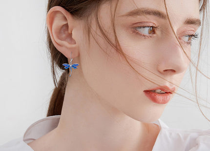 Dragonfly Earrings Gifts Sterling Silver Cute Blue Dragonfly Dangle Earrings Jewelry for Women Teen Mother Friends Girlfriend