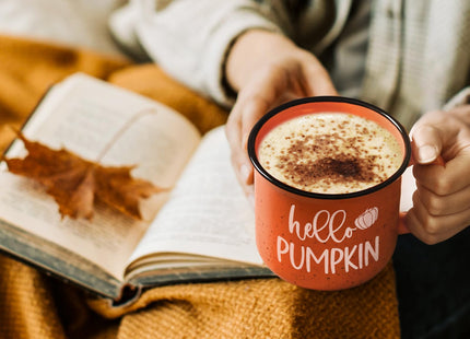 Maustic Fall Coffee Mug, Hello Pumpkin Mug, Seasonal Decor for Home Camping, Perfect for Fall, Thanksgiving, Cute Pumpkin Cup 15 Oz