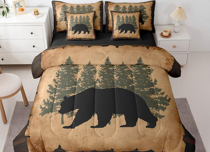 Feelyou Cabin Rustic Bear Comforter Set Queen Size Soft 7 Pieces Farmhouse