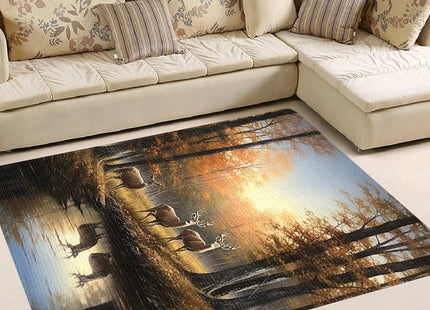 SATIGI Deer Area Rug - Non Slip, Camo Deer Pattern, Memory Foam, Anti-Skid, Perfect for Home, Durable for Men