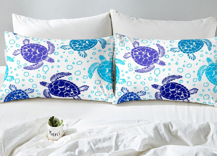 Sea Turtle Bedding Set King Kids Tortoise Fitted Sheet Underwater World Bed Sheet for Boys Girls Children Bedroom, Ocean Themed Home Decorative 4 Pcs Bedding Decor Set with 1 Flat &2 Pillowcases