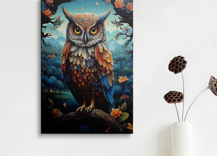 Framed Owl Canvas Wall Art Woodland Forest Wildlife Home Decor 16x24 Inches