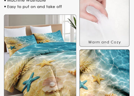 WeCozy Twin Comforter Set, 2 Pieces Beach Ocean Bedding, All Season