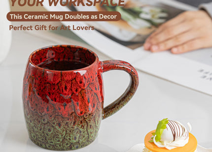 Holly Berry Ceramic Mug, 22oz Reactive Glaze Christmas Mug, Holiday Gift