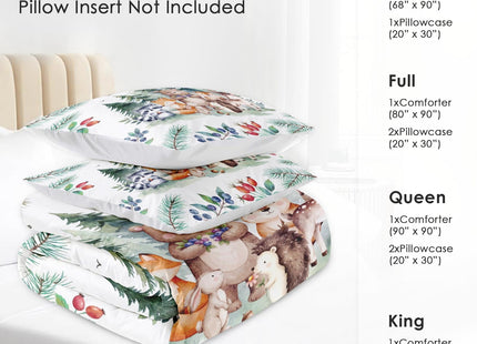 Pamnest Twin Comforter Set, 2 Pieces Woodland Animal Bedding, All Season