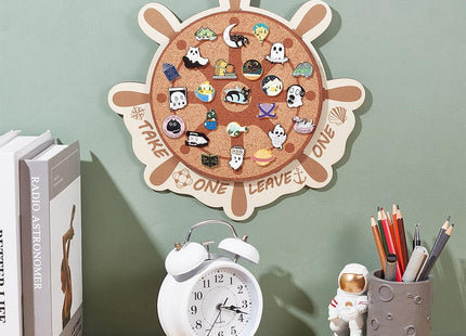 BENECREAT Cork Brooch Board, Wall Cork Tray Nautical Compass Pin Board for Brooch Pin Storage, Jewelry Display, Office Home and School Decor, 11.8x11.8 Inch, 0.5 Inch Thick