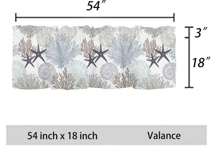 FJWMZ Summer Curtains Valances for Windows Coastal Seashell Window Valance