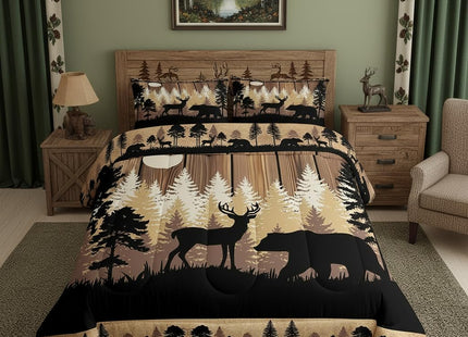 Feelyou Rustic Bear Deer Comforter Set Queen for Kids Boys Girls Bedding