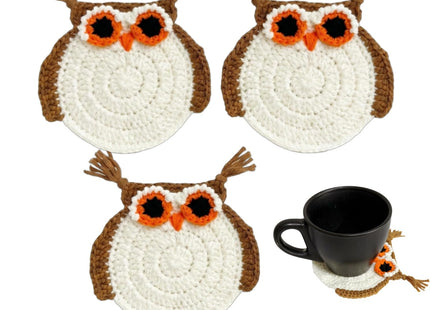 KHEIPHIR Gifts for Owl Lovers 3PCS Owl Coasters for Home Decor