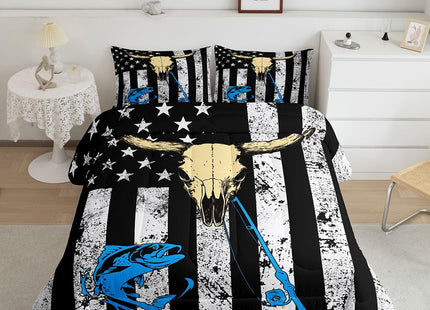 Erosebridal American Flag Bedding Sets Full, Hunting Fishing Comforter Set