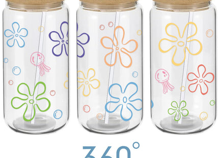Mikopei beach gifts for women, Sea Glass Cup with Lid and Straw, 16 oz