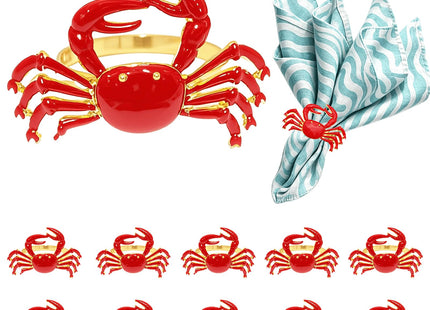 Davifina 12pc Crab Napkin Rings for Coastal Beach Wedding Fall Party Decor