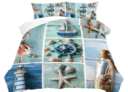 FUYEUN Beachy Bedding Set for Kids Twin Coral Ocean Sailboat Comforter Set for Boys Girls Bedroom Quilt Bed Set 1 Comforter 1 Pillowcase