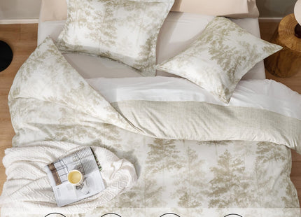 PHF Ultra Soft Floral Duvet Cover Queen, 90"x90", Pine Tree - Mocha Brown
