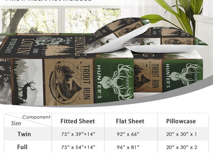 WeCozy Full Bed Sheet Set, 4 Pieces Deer Moose Bedding with Flat