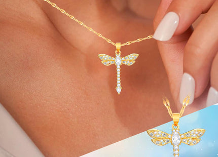HNPHQT Dragonfly Necklace 14K Gold Plated Dainty Dragonfly Pendant Necklaces for Women Jewelry Gifts