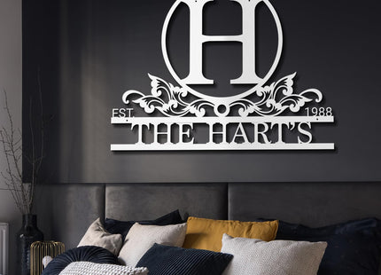 Custom Metal Name Sign Metal Wall Art Split Letter Monogram Wall Art Personalized Wedding Gift Fire Pit Outdoor Decor Cabin Sign