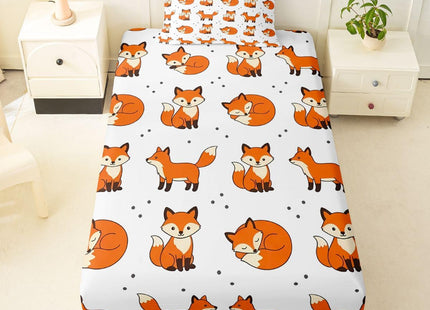 Feelyou Fox Bedding Set Cute Animal Pattern Bed Sheet Set for Kids Boys Girls Woodland Fitted Sheet Twin Size Includes 1 Flat Sheet 1 Sheets & 1 Pillowcase