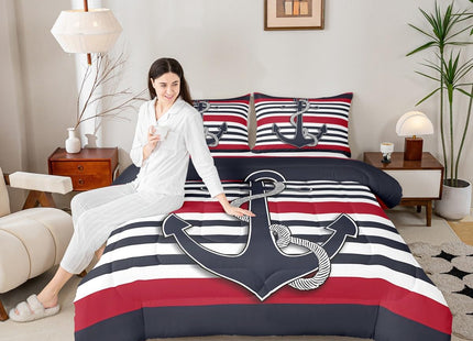 Feelyou Anchor Nautical Ocean Comforter Set Toddler Size Boys Girls Duvet