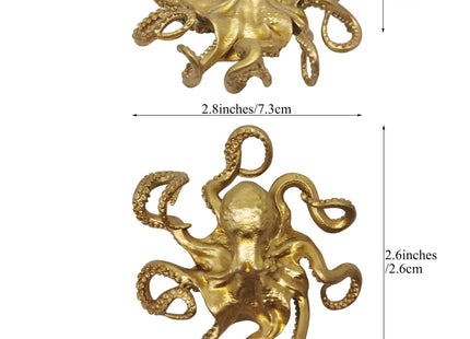 Pewery Gold Mini Octopus Figurine, Solid Metal Animal Ornament, Mini Octopus Sculpture for Home Office Garden Desktop Decor