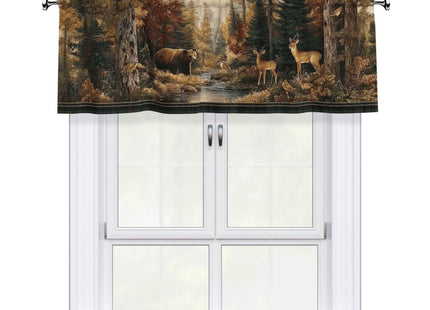 VeySlHio Woodland Deer Curtain Valance 54x18 Inches Window Treatment Rod Pocket Valance for Kitchen Bathroom Bedroom