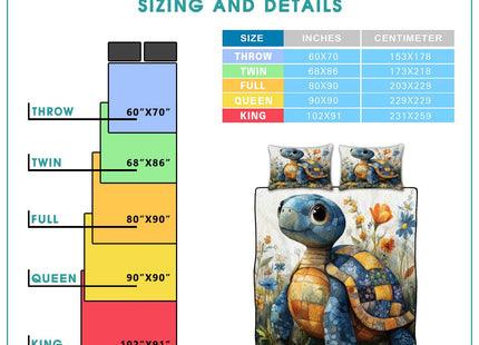 Jeminise Sea Turtle Pattern Quilt, Animal Patchwork Sea Turtle Quilt Set Patchwork Style, Premium Pattern Quilt Bedspread, Animals Bedding Quilts Gift for Men Women