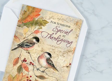 Current Chickadee Thanksgiving Greeting Cards - Set of 8 (1 Designs), Large 5" x 7", Autumn Cards with Sentiment Inside, White Envelopes
