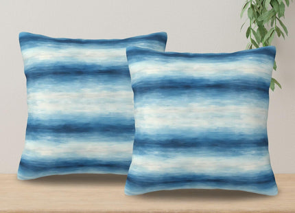 KiuLoam Beach Summer Pillow Covers 18x18 Inch Set of 2 Ocean Blue and Cream Striped Decorative Throw Pillows Outdoor Coastal Decor Cushion Cases for Sofa Bed Couch Living Room