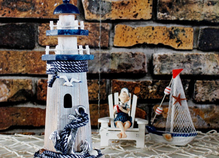 Wood Lighthouse Nautical Decor Tabletop Centerpiece Lighthouse Sculpture