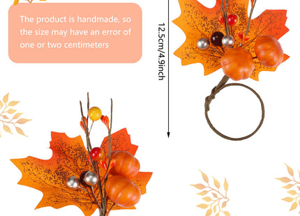 Patelai 12 Pcs Fall Napkin Rings Pumpkin Maple Leaf Ring Holder