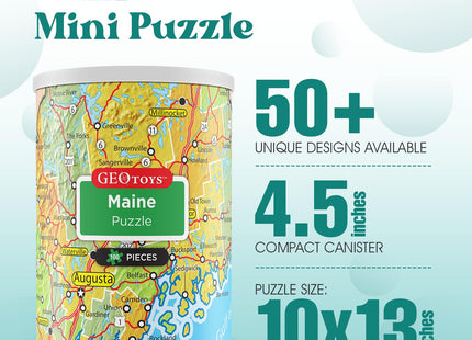 Maine 13"x10" Mini State Puzzle, 100 Pieces Puzzles for Kids and Adults