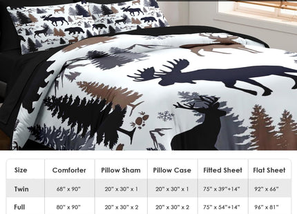 Pamnest Twin Comforter Set with Sheets, 5 Pieces Woodland Bear Bedding