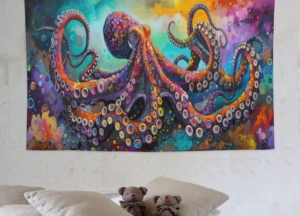 yowecso Octopus Tapestry Octopus Tapestries Ocean Navy Coastal Fabric Wall Hanging Aesthetic Space Indoor Outdoor Wall Art Tablecloth Bedspread for Bedroom Dormitory Living Room Home Decor 60"x90"