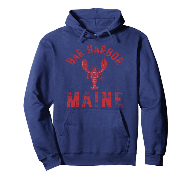 Bar Harbor Maine Lobster Travel Acadia Vintage Pullover Hoodie