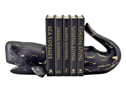 Bellaa Whale Bookends, Decorative Book Ends for Shelves, Heavy Duty, 29677