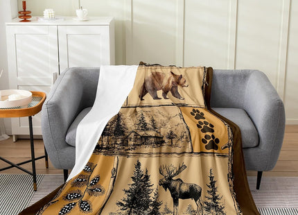 Feelyou Bear Cabin Moose Bed Blanket 40" x50 All Season